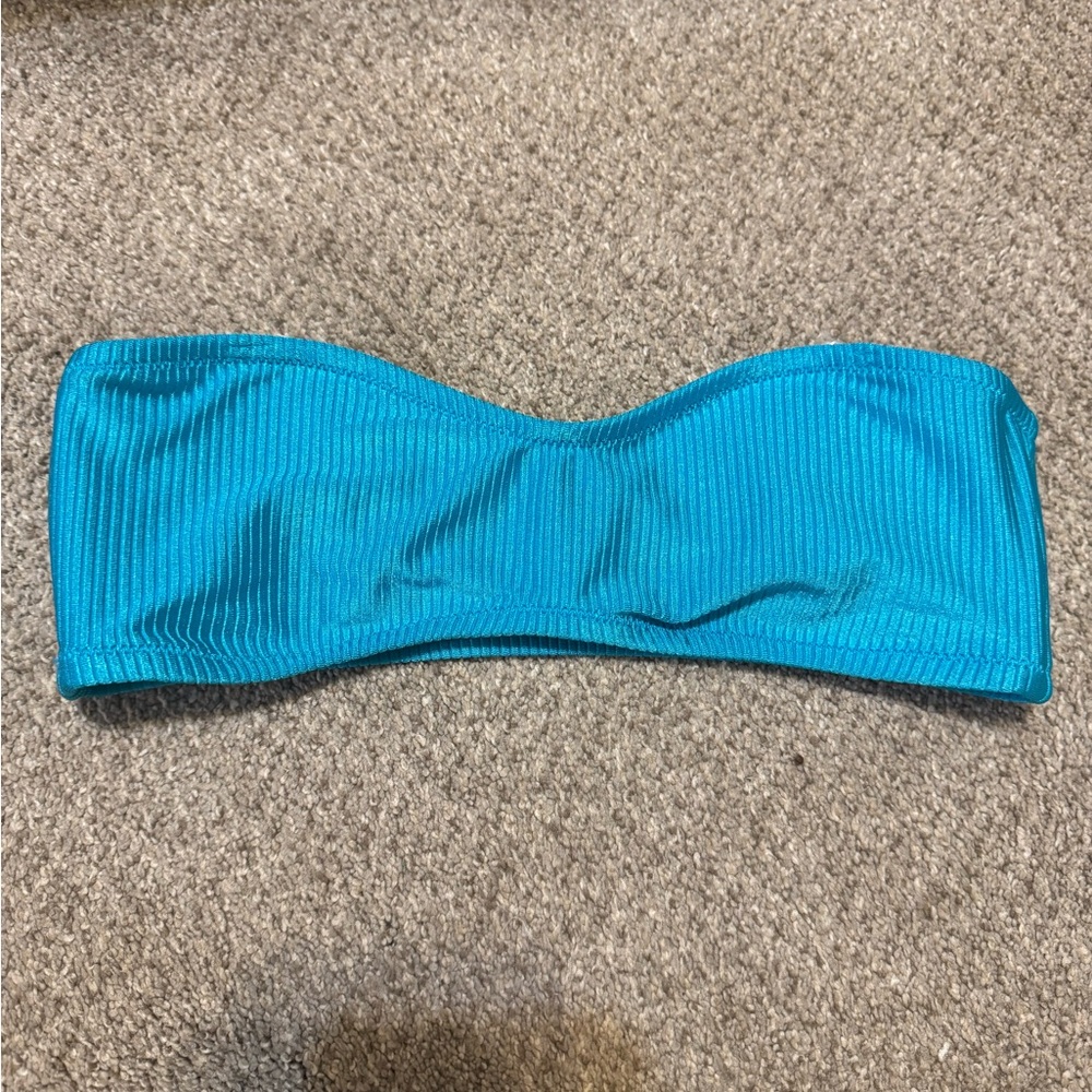 AERIE NWTTurquoise Ribbed Bandeau Bikini Top